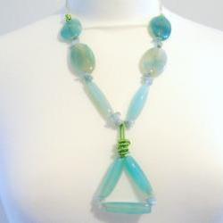 Blue Agate Wire Coil Necklace