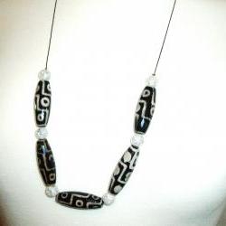  Black / White Agate Quartz Necklace
