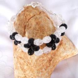  Black Onyx Bracelet with white Quartz