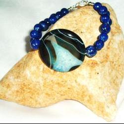  Lapis / Agate Bracelet Handmade gemstone jewelry